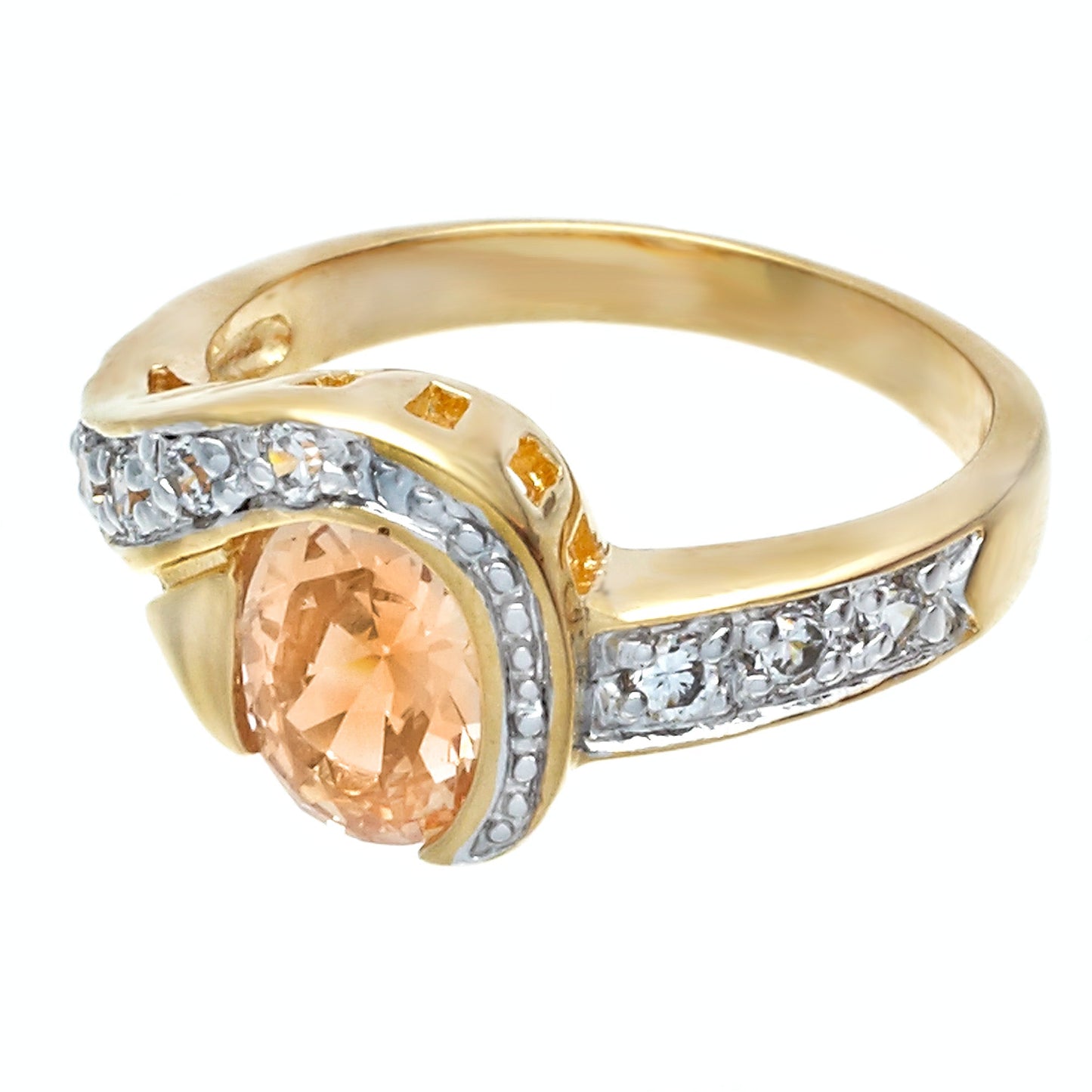Graceful Oval Shape Champagne Gold Twist Statement Ring